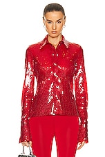 David Koma Sequin Shirt in Red, view 1, click to view large image.