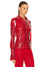David Koma Sequin Shirt in Red, view 2, click to view large image.