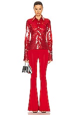 David Koma Sequin Shirt in Red, view 4, click to view large image.