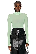 David Koma Long Sleeve Mesh Bodysuit in Mint, view 1, click to view large image.