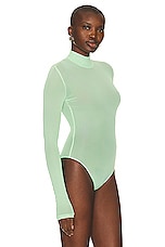 David Koma Long Sleeve Mesh Bodysuit in Mint, view 3, click to view large image.