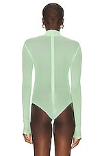 David Koma Long Sleeve Mesh Bodysuit in Mint, view 4, click to view large image.