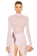 David Koma Long Sleeve Mesh Bodysuit in Soft Pink, view 1, click to view large image.