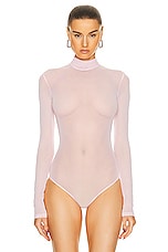 David Koma Long Sleeve Mesh Bodysuit in Soft Pink, view 2, click to view large image.