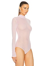 David Koma Long Sleeve Mesh Bodysuit in Soft Pink, view 3, click to view large image.