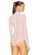 David Koma Long Sleeve Mesh Bodysuit in Soft Pink, view 4, click to view large image.