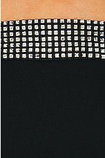David Koma Crystal Embroidered Long Sleeve Crop Top in Black & Silver, view 5, click to view large image.