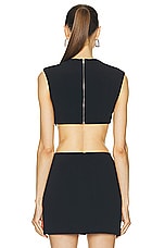 David Koma Crystal Daisy Sleeveless Crop Top in Black & Silver, view 3, click to view large image.