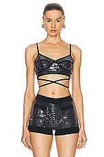 David Koma Sequins Knit Wait Tie Detail Top in Black, view 1, click to view large image.