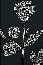 David Koma Crystal Rose Flower Rhinestone Bodysuit in Black & Silver, view 6, click to view large image.