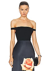 David Koma Off The Shoulder Bodysuit in Black, view 1, click to view large image.