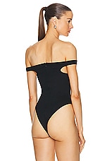 David Koma Off The Shoulder Bodysuit in Black, view 4, click to view large image.