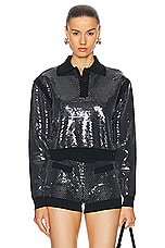 David Koma Sequins Embroidery Knit Top in Black, view 1, click to view large image.