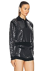 David Koma Sequins Embroidery Knit Top in Black, view 2, click to view large image.