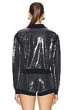 David Koma Sequins Embroidery Knit Top in Black, view 3, click to view large image.