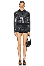 David Koma Sequins Embroidery Knit Top in Black, view 4, click to view large image.