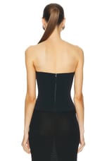 David Koma Crystal Rose Corset Top in Black in Black & Silver, view 4, click to view large image.