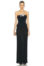 David Koma Crystal Rose Corset Top in Black in Black & Silver, view 5, click to view large image.