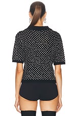 David Koma Crystal Knit Polo Top in Black & Silver, view 3, click to view large image.