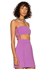 David Koma Side Lace Up Bandeau Top in Lilac, view 2, click to view large image.