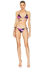 David Koma Fish Print Bikini Set in Black & Pink, view 1, click to view large image.