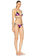 David Koma Fish Print Bikini Set in Black & Pink, view 2, click to view large image.