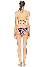 David Koma Fish Print Bikini Set in Black & Pink, view 3, click to view large image.