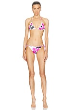 David Koma Flower Printed Bikini Set in White & Pink, view 1, click to view large image.