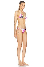David Koma Flower Printed Bikini Set in White & Pink, view 2, click to view large image.