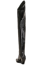David Koma Metal Nose Over the Knee Cowboy Boots in Black, view 3, click to view large image.