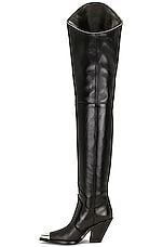 David Koma Metal Nose Over the Knee Cowboy Boots in Black, view 5, click to view large image.