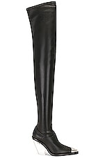 David Koma Metal Nose &amp; Transparent Heel High Boot in Black, view 1, click to view large image.