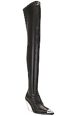 David Koma Metal Nose &amp; Transparent Heel High Boot in Black, view 2, click to view large image.