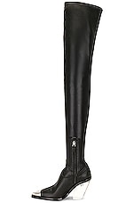 David Koma Metal Nose &amp; Transparent Heel High Boot in Black, view 5, click to view large image.