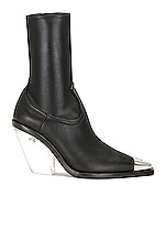 David Koma Metal Nose &amp; Transparent Heel Ankle Boot in Black, view 1, click to view large image.