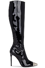 David Koma Patent Leather Metal Nose Boot in Black, view 1, click to view large image.