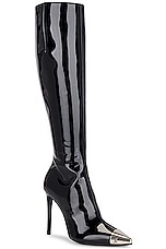 David Koma Patent Leather Metal Nose Boot in Black, view 2, click to view large image.