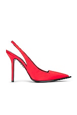 David Koma Sling Back Satin Pump in Red, view 1, click to view large image.