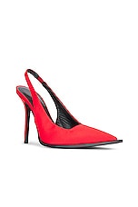 David Koma Sling Back Satin Pump in Red, view 2, click to view large image.