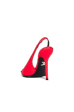 David Koma Sling Back Satin Pump in Red, view 3, click to view large image.