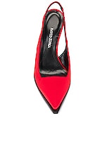 David Koma Sling Back Satin Pump in Red, view 4, click to view large image.