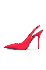 David Koma Sling Back Satin Pump in Red, view 5, click to view large image.