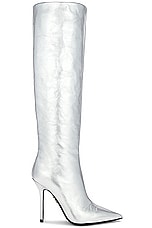 David Koma Wide Leg Knee High Boot in Silver, view 1, click to view large image.