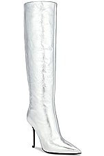 David Koma Wide Leg Knee High Boot in Silver, view 2, click to view large image.