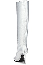 David Koma Wide Leg Knee High Boot in Silver, view 3, click to view large image.
