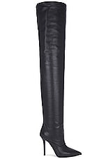 David Koma Wide Leg Thigh High Boot in Black, view 1, click to view large image.