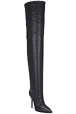 David Koma Wide Leg Thigh High Boot in Black, view 2, click to view large image.
