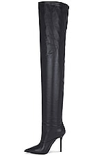 David Koma Wide Leg Thigh High Boot in Black, view 5, click to view large image.