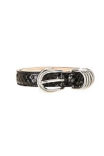 DEHANCHE Hollyhock Snake Belt in Black Python, view 3, click to view large image.