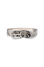 DEHANCHE Hollyhock Snake Belt in Ivory, Brown, & Snakeskin, view 3, click to view large image.